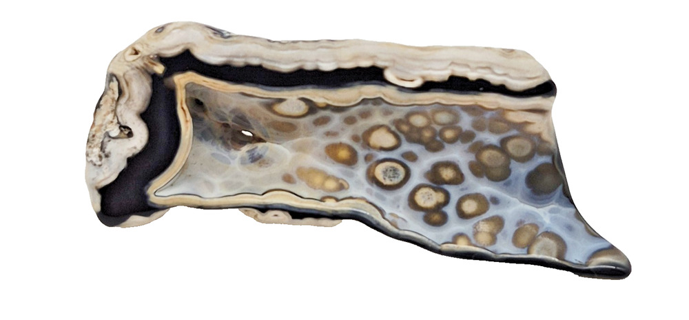Natural Agate Geode Slice Brooch Pin Polished Banded Stone Artisan Jewelry